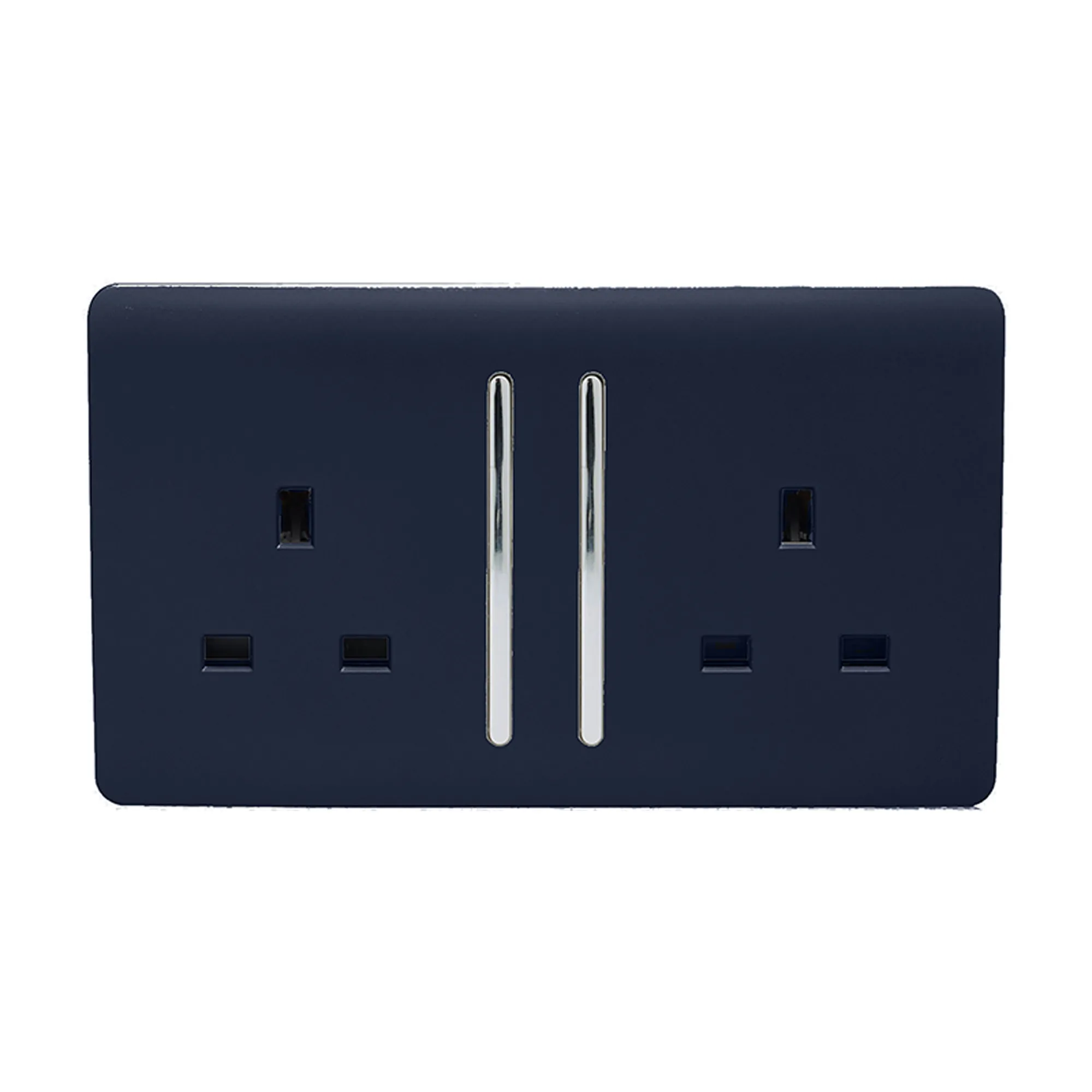 2 Gang 13Amp Long Switched Double Socket Navy Blue